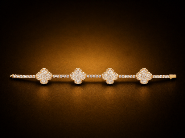 4-Flower Rose Gold Zirconia Bracelet