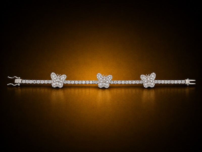 Silver Butterfly Moissanite Bracelet (S925)
