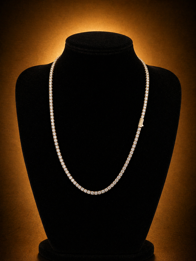 Square Tennis Necklace - Rose Gold (4mm)